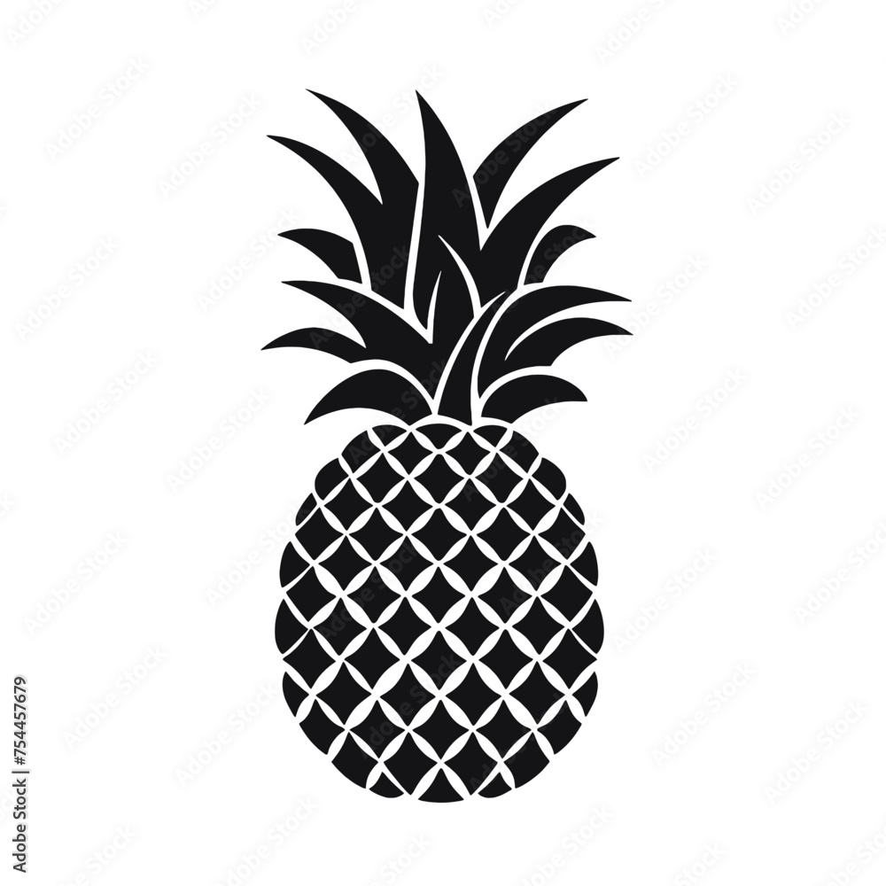 Vector black silhouette of a pineapple isolated on a white background. Vector black silhouette of a pineapple isolated on a white background.
