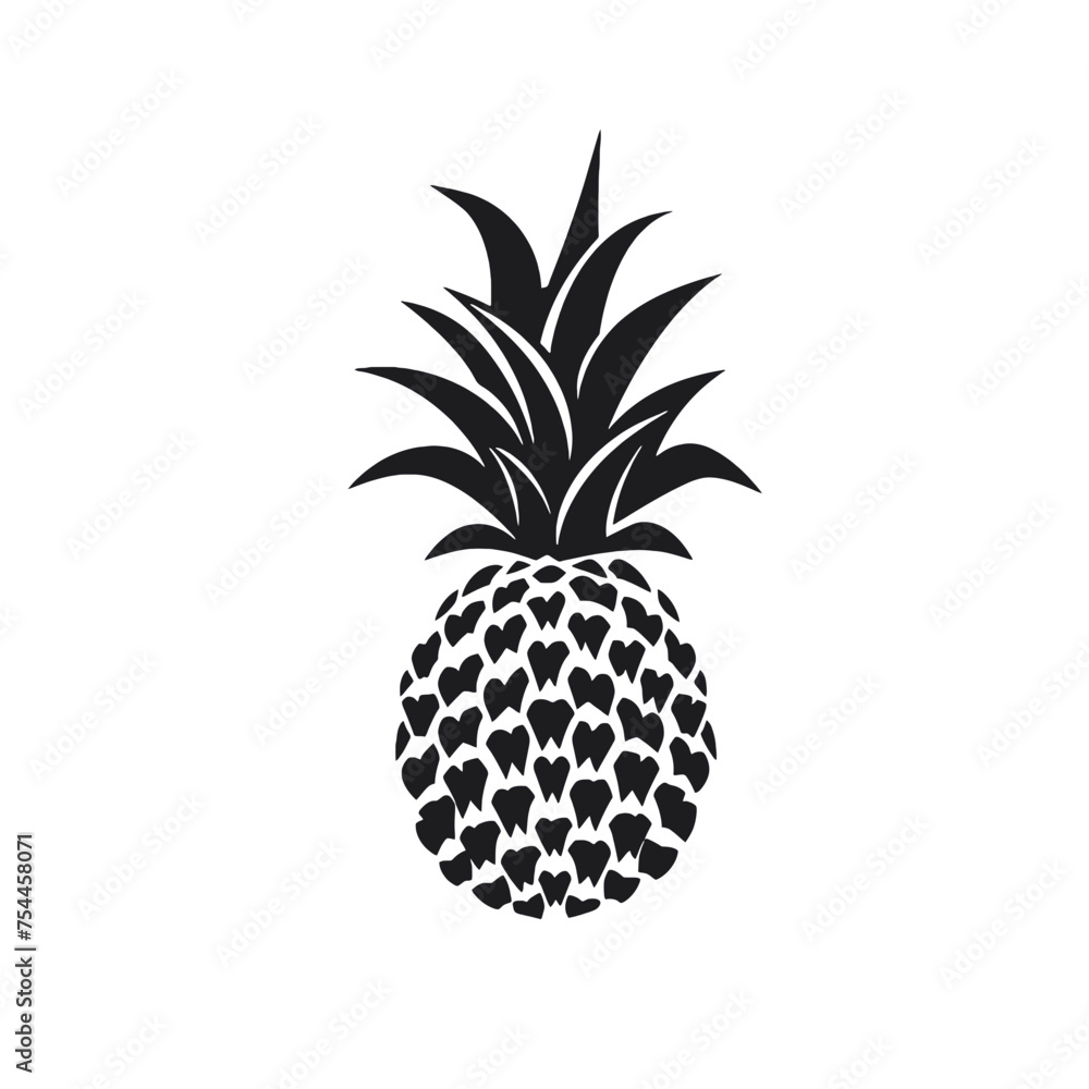 Vector black silhouette of a pineapple isolated on a white background. Vector black silhouette of a pineapple isolated on a white background.