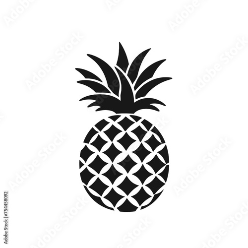 Vector black silhouette of a pineapple isolated on a white background.