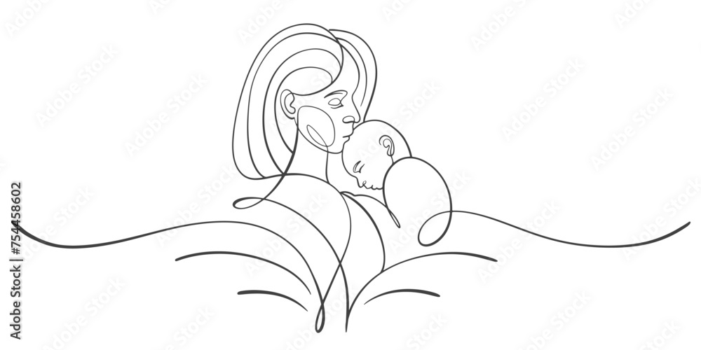 Mother and baby line art vector illustration, mothers day celebration background Mother and baby line art vector illustration, mothers day celebration background
