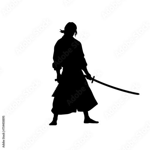 Samurai warrior Logo Design Vector. Silhouette of Samurai. Template illustration © vectorcyan