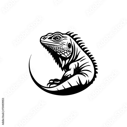 Iguana Minimalist logo design vector with modern illustration concept style for badge, emblem, tattoo and t shirt printing. American Iguana vector Logo © Sakib