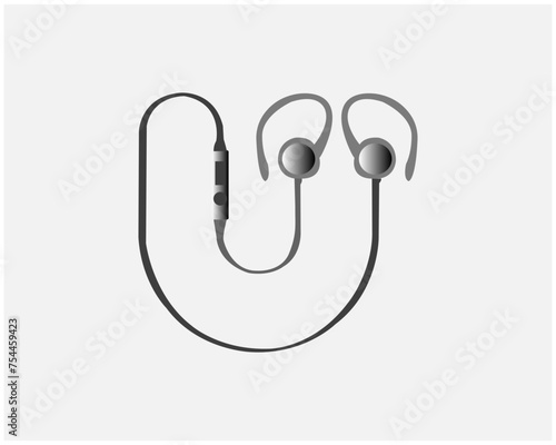graphic icon sign symbol element head music headset. Earphone blue tooth icon design. Earphone icon in modern flat style design. Vector illustration.
