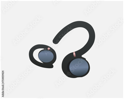 graphic icon sign symbol element head music headset. Earphone blue tooth icon design. Earphone icon in modern flat style design. Vector illustration.