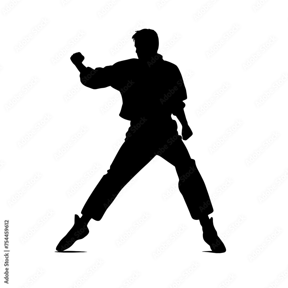Naklejka premium karate player silhouette logo design