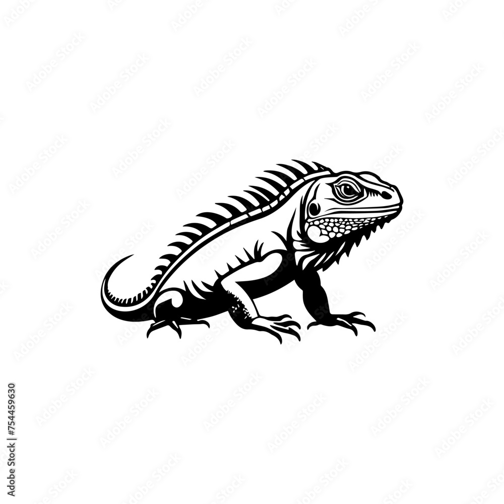 Fototapeta premium Iguana Minimalist logo design vector with modern illustration concept style for badge, emblem, tattoo and t shirt printing. American Iguana vector Logo