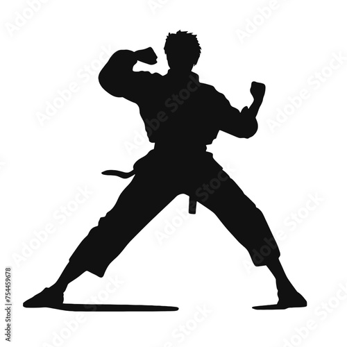 karate player silhouette logo design
