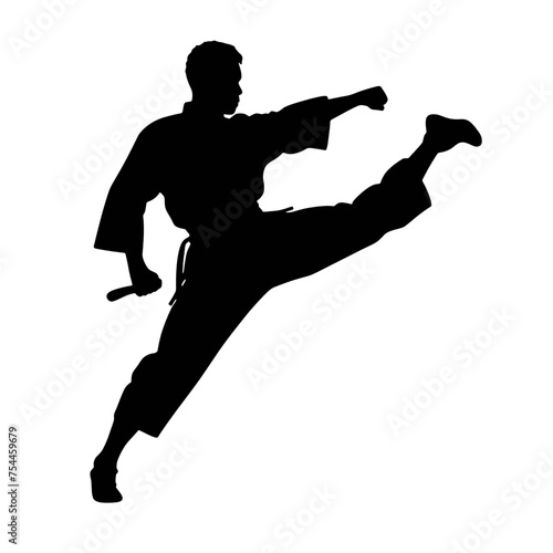 karate player silhouette logo design
