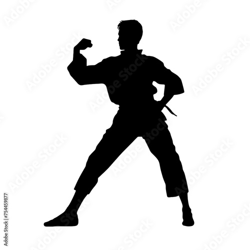 karate player silhouette logo design