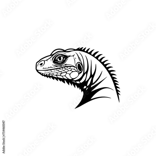 Iguana Minimalist logo design vector with modern illustration concept style for badge, emblem, tattoo and t shirt printing. American Iguana vector Logo