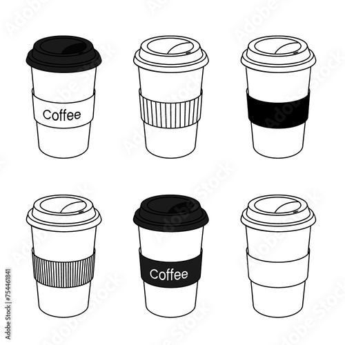 Delicious coffee paper cup icon. Drink vector illustration design