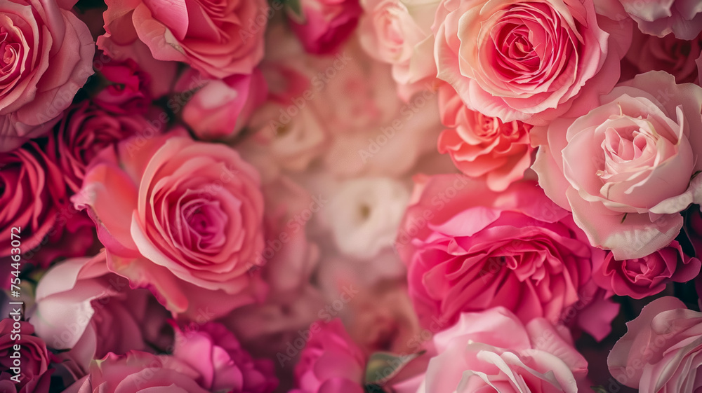 Close-up with buds of beautiful roses, idea for a card or banner in art deco style, concept for invitation to a meeting or event, holiday card Close-up with buds of beautiful roses, idea for a card or banner in art deco style, concept for invitation to a meeting or event, holiday card