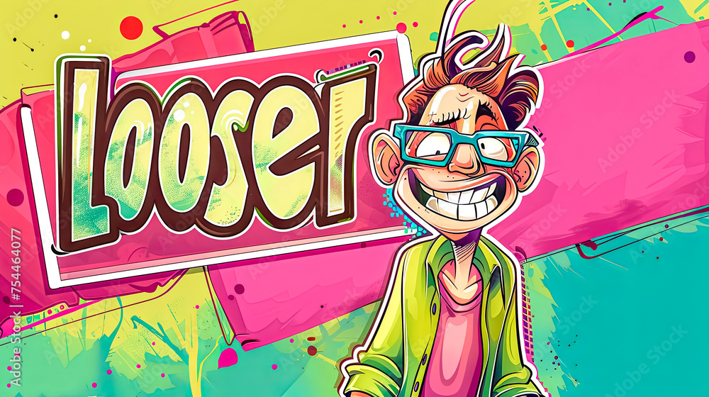 Vibrant comic style loser concept illustration