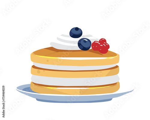 pancakes topped with syrup fruits
