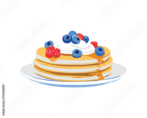 pancakes topped with syrup fruits