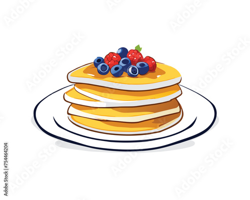pancakes topped with syrup fruits