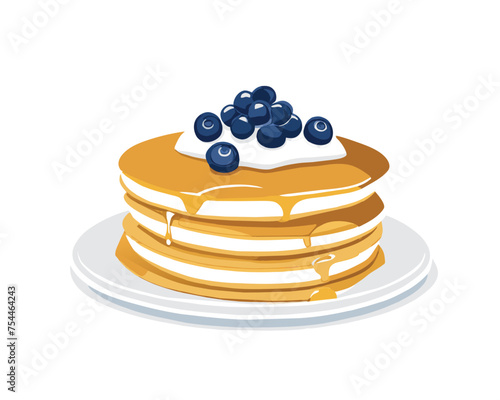 pancakes topped with syrup fruits