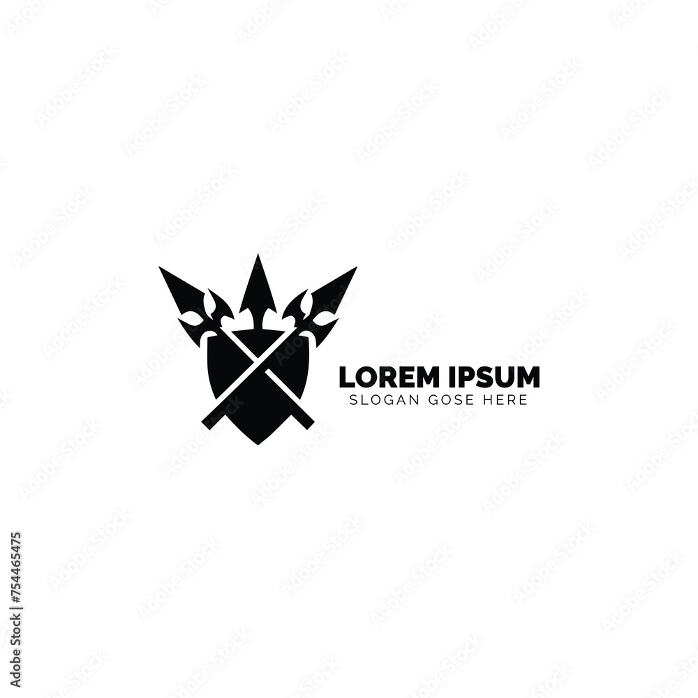 Minimalist leaf and trident logo design Minimalist leaf and trident logo design