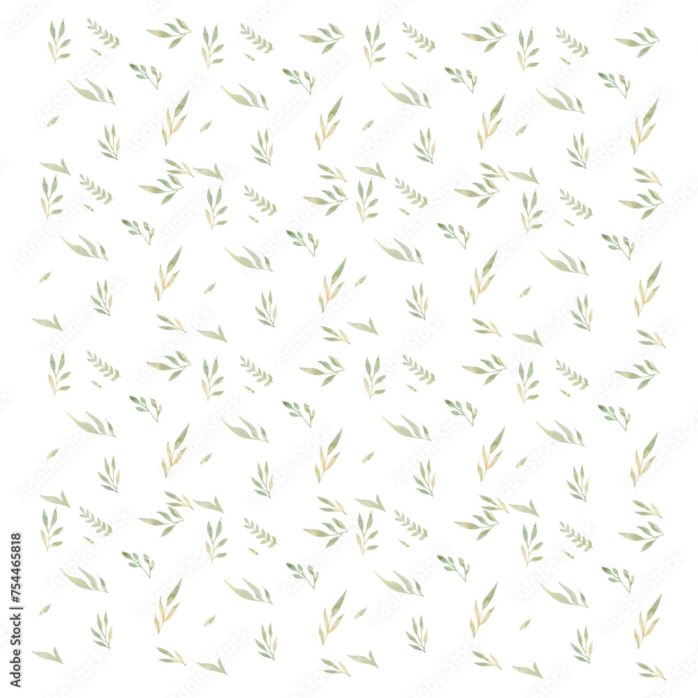 watercolor pattern with Green leaves Art & Illustration watercolor pattern with Green leaves Art & Illustration