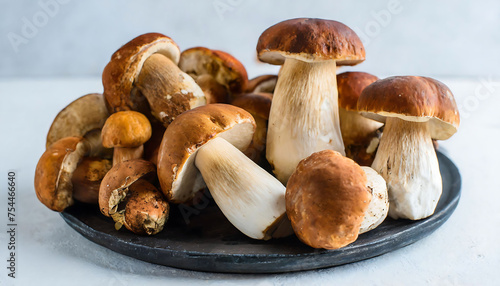 Delicious and fresh Porcini mushrooms. a culinary harvest in the forest