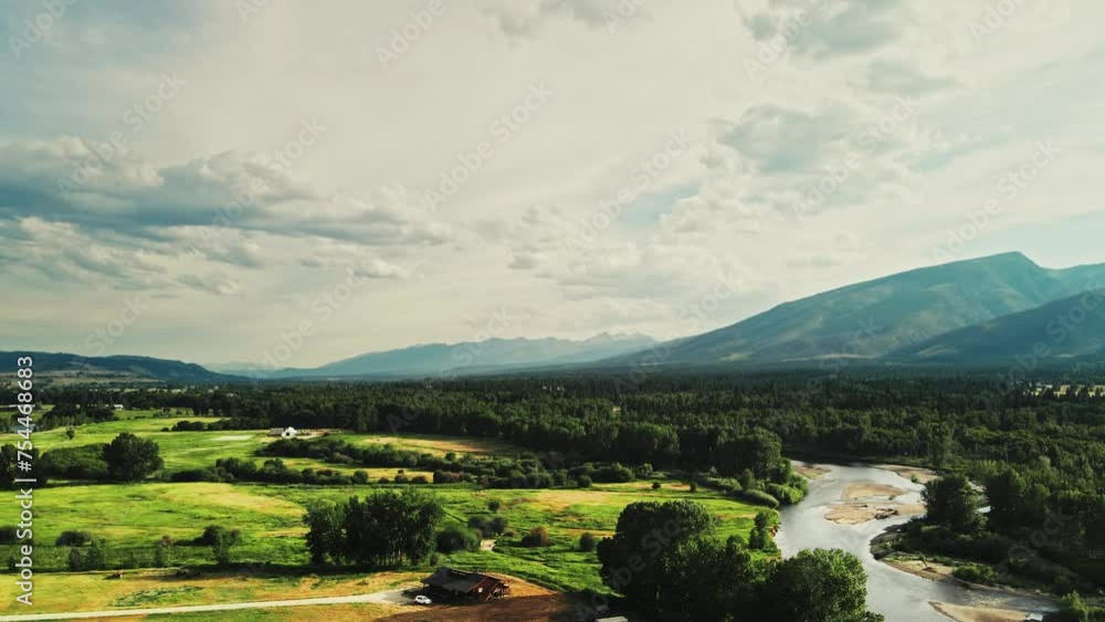 Bitterroot River and Mountains in Montana Bitterroot River and Mountains in Montana