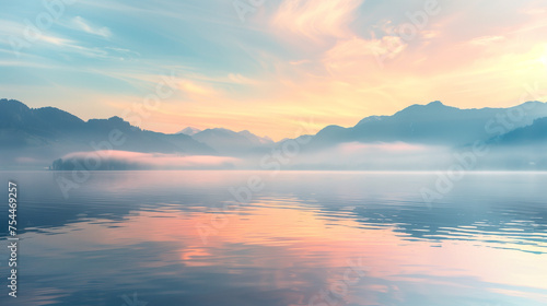 Serene Lakeside at Dawn 