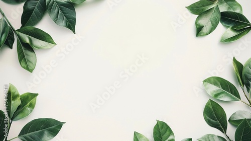 Minimalist botanical frame leaves gently resting on the edges