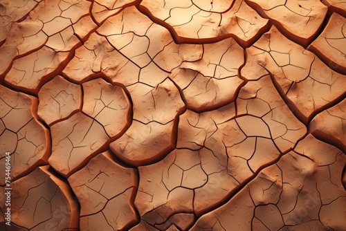 Detailed view of a cracked surface, suitable for backgrounds or textures
