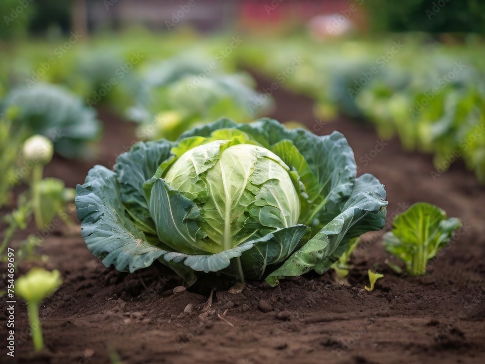 cheerful cabbage in the garden. cheerful cabbage in the garden.