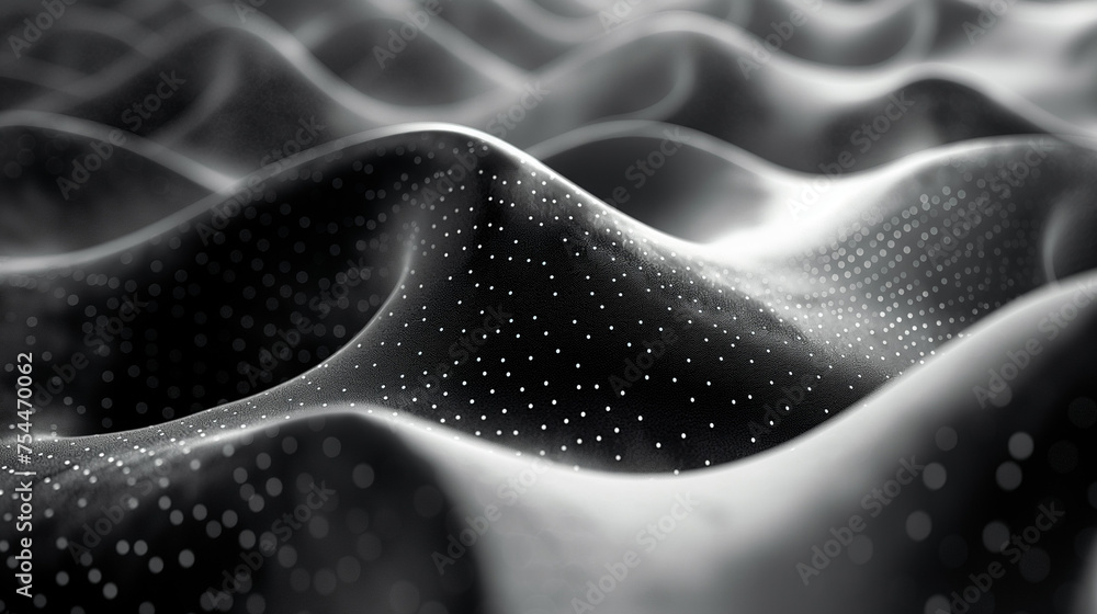 Fondo con ondas abstractas de puntos digitales en blanco y negro Fondo con ondas abstractas de puntos digitales en blanco y negro