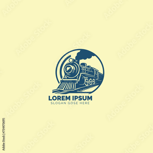 Retro steam train locomotive emblem design