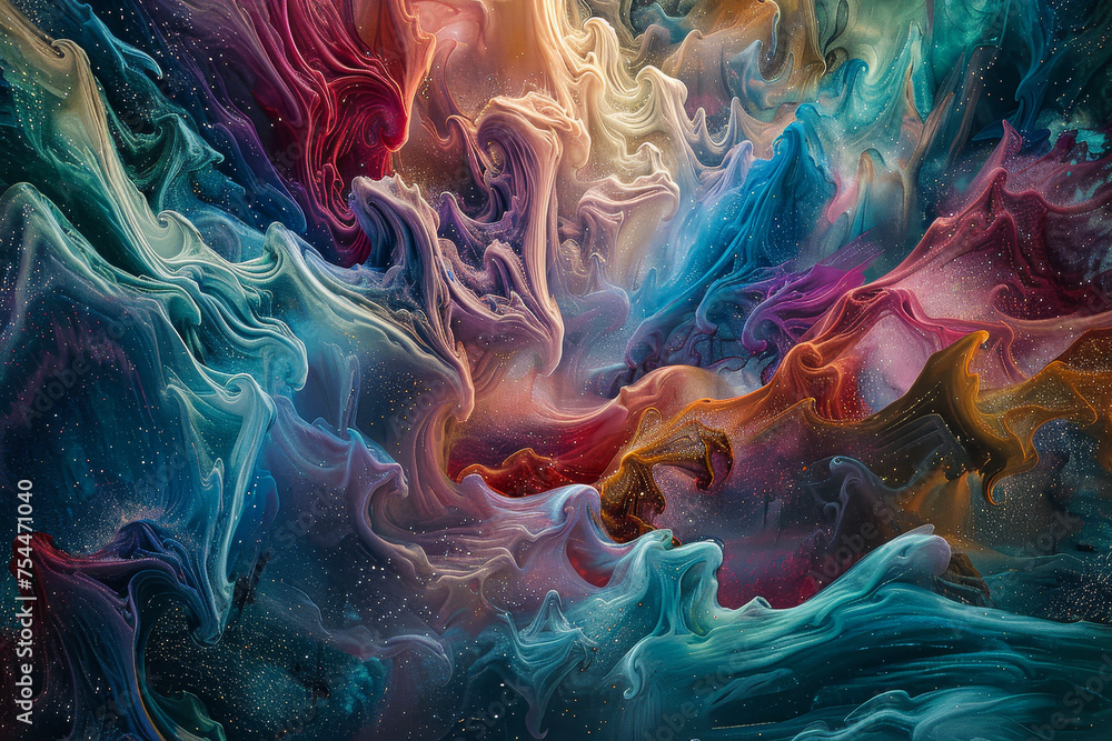 A cosmic tide sweeps across the canvas.