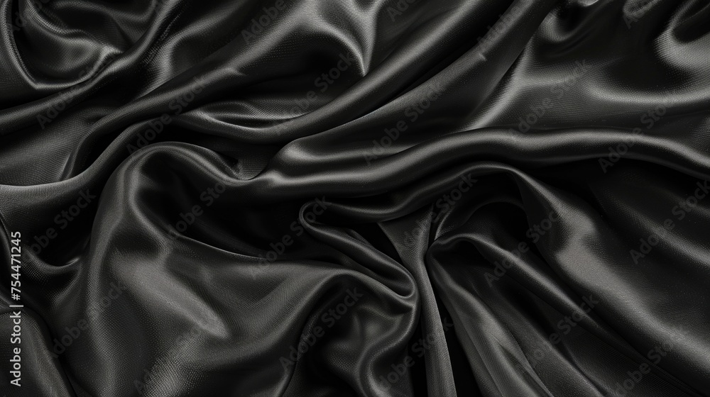 Close up of black satin material, perfect for fashion or texture backgrounds Close up of black satin material, perfect for fashion or texture backgrounds
