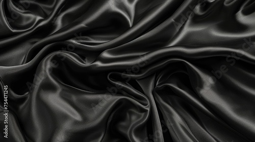 Close up of black satin material, perfect for fashion or texture backgrounds