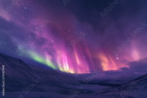 Stunning Northern Lights dancing across the night sky create celestial masterpiece of vibrant colors in the Arctic regions