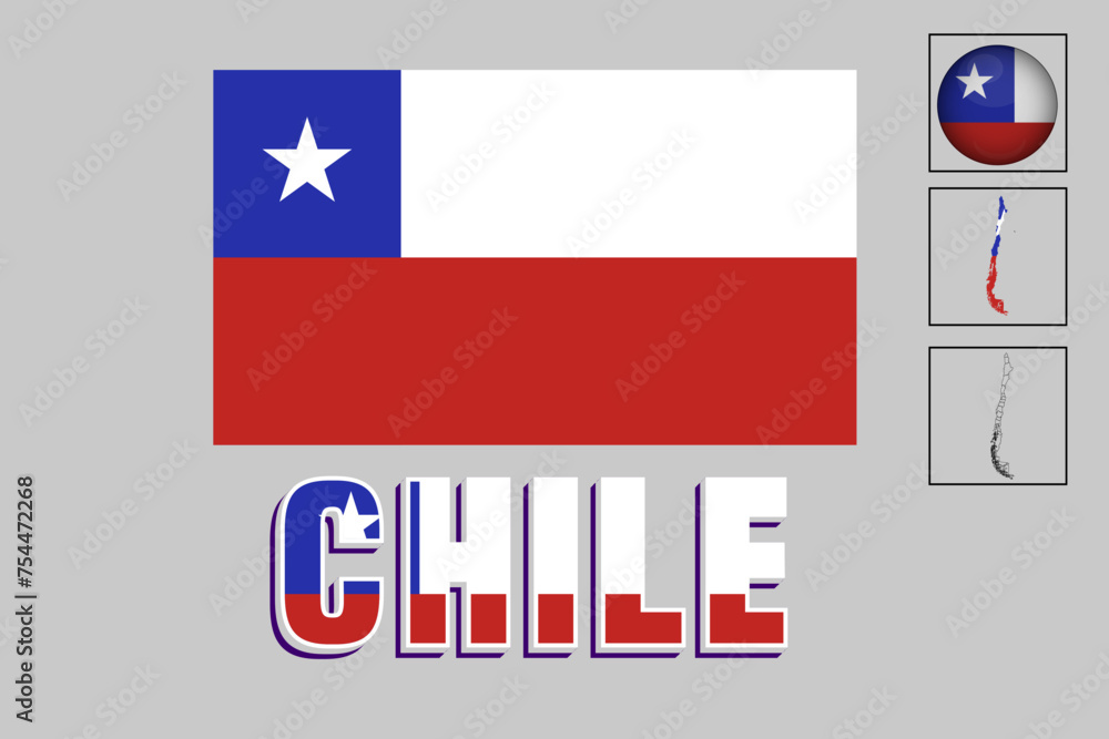 Vector illustrations of the Chile flag and map Vector illustrations of the Chile flag and map