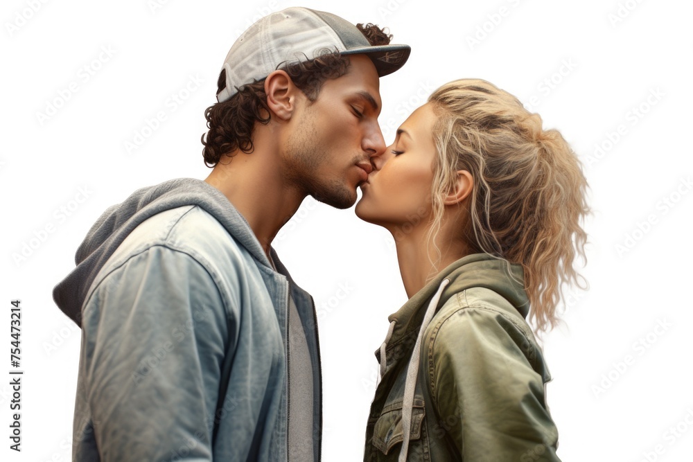 Romantic couple kissing passionately, perfect for Valentine's Day concepts Romantic couple kissing passionately, perfect for Valentine's Day concepts