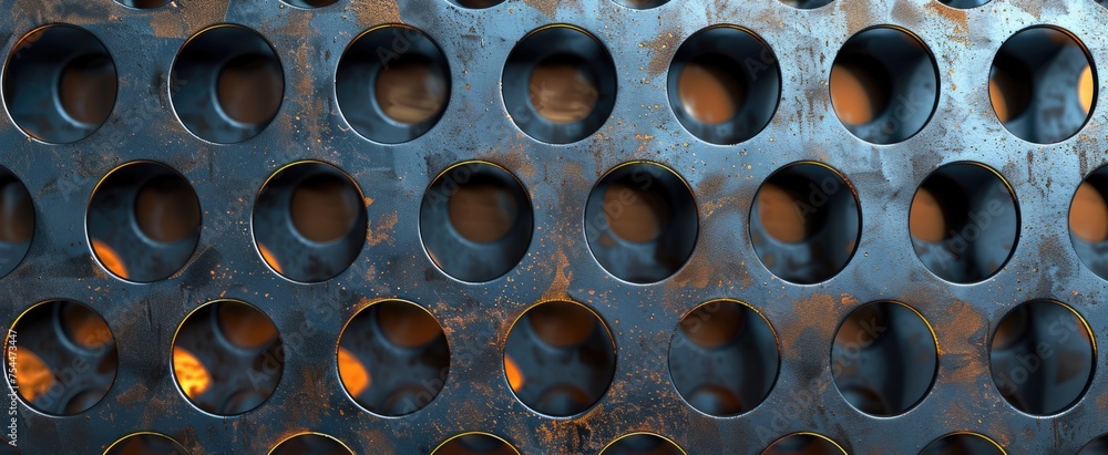 Zoomed-in texture of perforated metal, focusing on the pattern and light diffusion for a contemporary feel Zoomed-in texture of perforated metal, focusing on the pattern and light diffusion for a contemporary feel