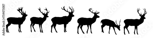 Set of deer silhouettes - vector illustration