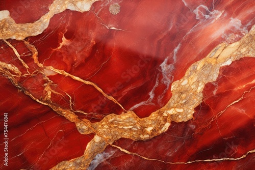 Red marble background natural marble texture. Glossy granite slab gold inserts