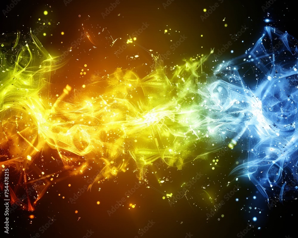 Obraz premium Abstract Interplay of Colorful Smoke and Light Creating a Vibrant Energy Flow Perfect for Dynamic Backgrounds