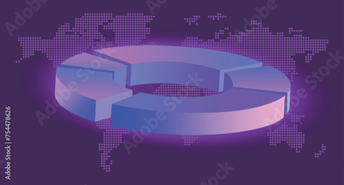 A 3D diagram with a purple gradient reflects modern design and manufacturability. In the background there is a world map and a dark background, which gives the image depth and expressiveness.