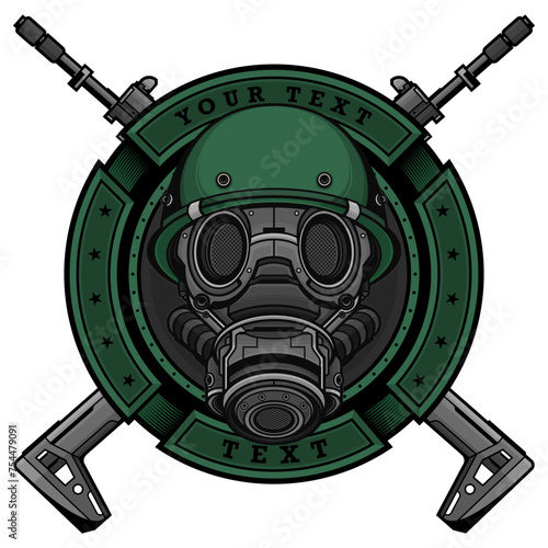 gas mask with assault weapon