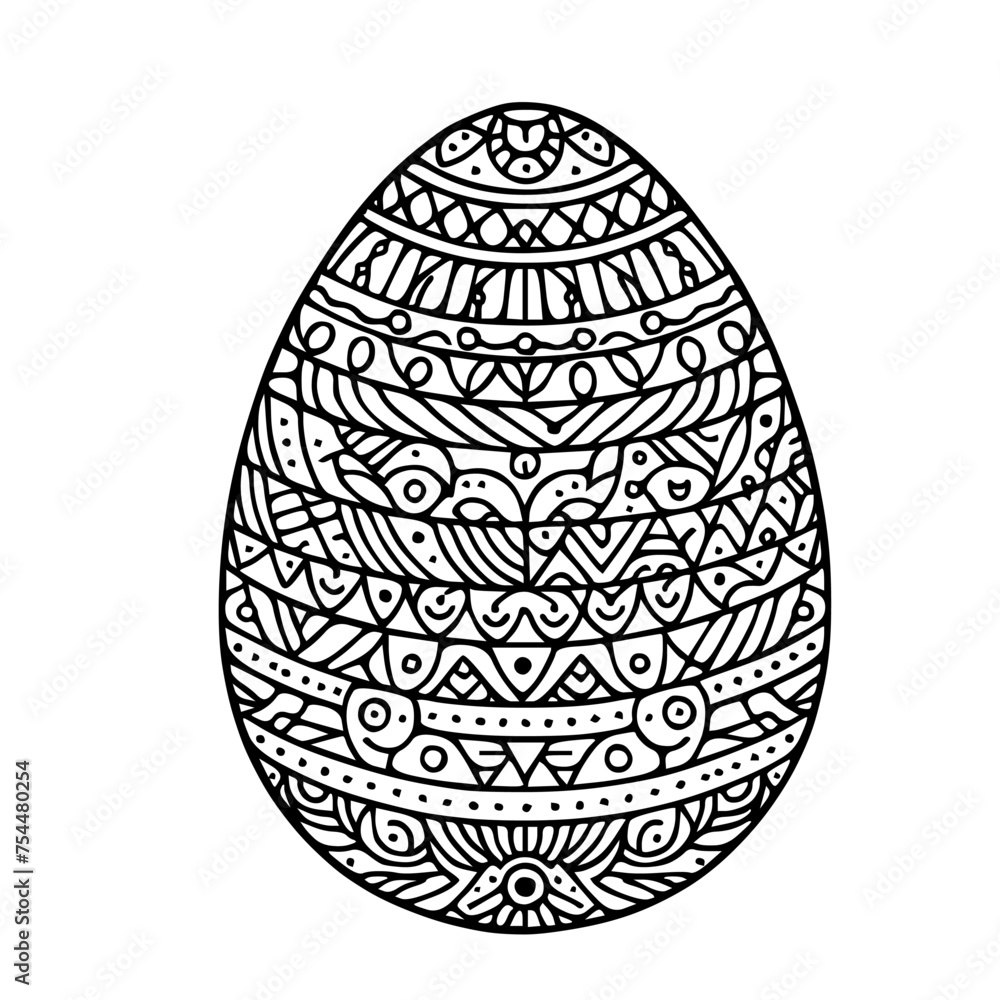 Easter egg coloring page with intricate patterns. Easter egg coloring page with intricate patterns.