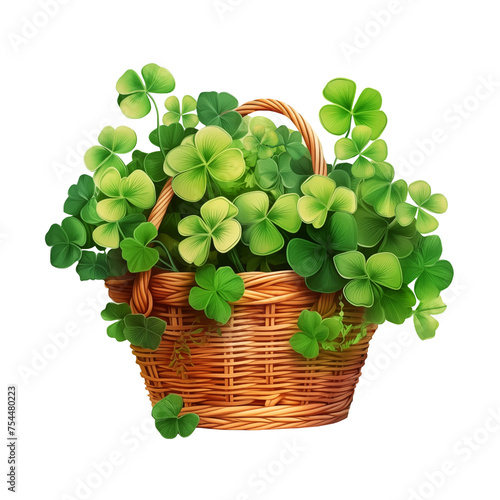 Basket with Clover shamrock st Patrick day