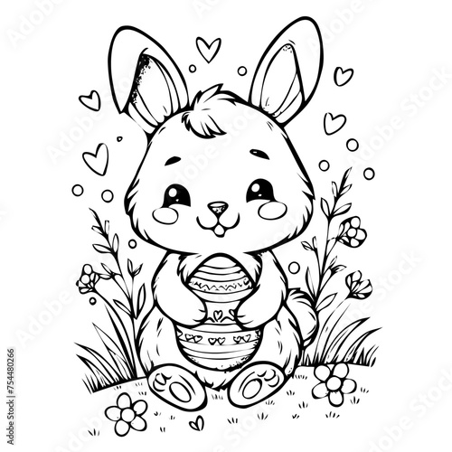 Easter bunny coloring page for holiday