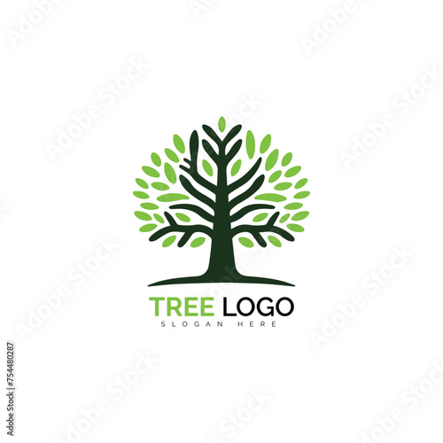 Green tree logo with rounded leaves design