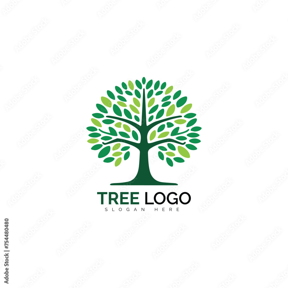 Obraz premium Vibrant green tree logo design for branding