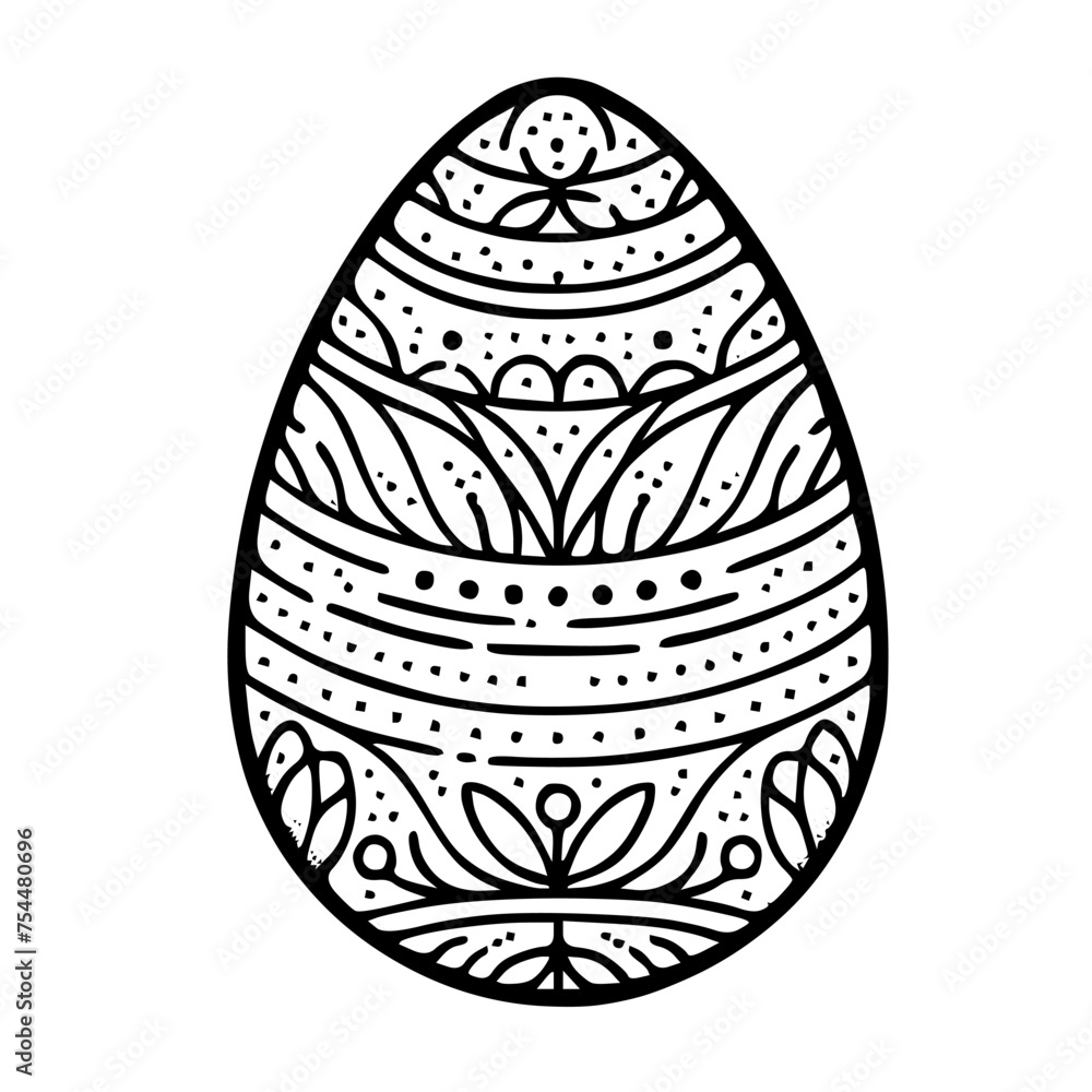Easter egg coloring page with intricate patterns. Easter egg coloring page with intricate patterns.