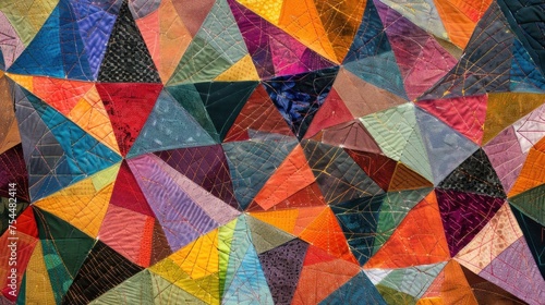 Vibrant Triangle Kaleidoscope - A dynamic composition of vibrant triangles with unique textures and patterns, creating a sense of depth.